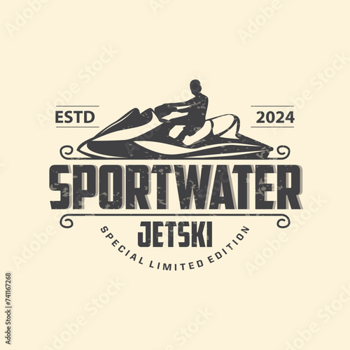 Jet ski logo marine sport jetski brand logo badge template extreme water racing vector business design
