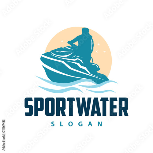 Jet ski logo marine sport jetski brand logo badge template extreme water racing vector business design