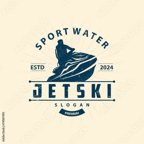 Jet ski logo marine sport jetski brand logo badge template extreme water racing vector business design