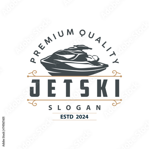 Jet ski logo marine sport jetski brand logo badge template extreme water racing vector business design