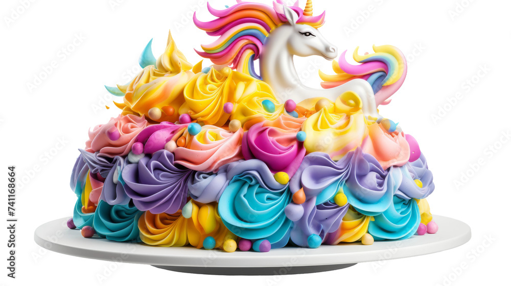Whimsical Rainbow Unicorn Delight on transparent background