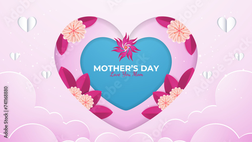 Pink blue and purple violet happy mother's day abstract background vector. Luxury minimal style