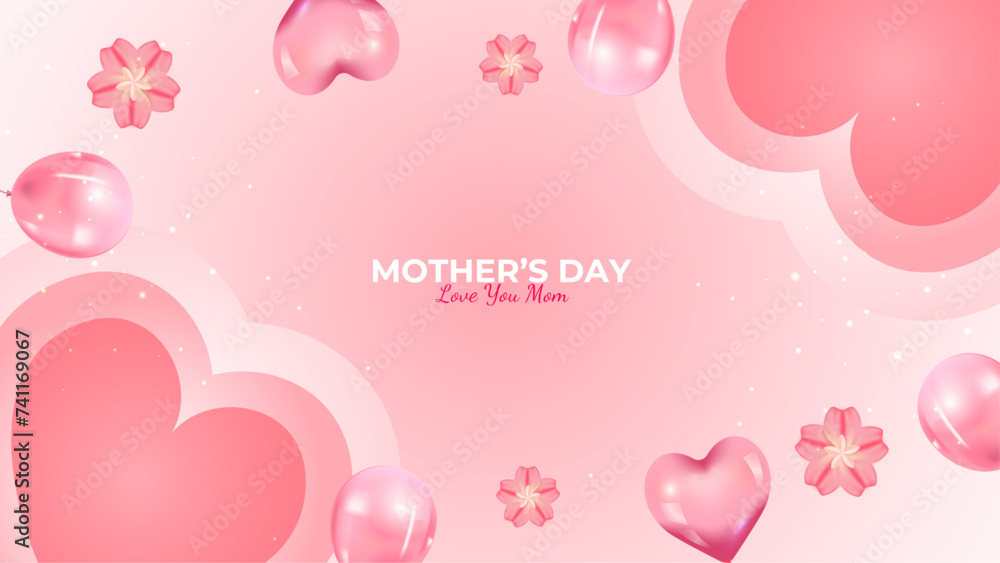 Pink vector beautiful and simple style background for mother's day celebration
