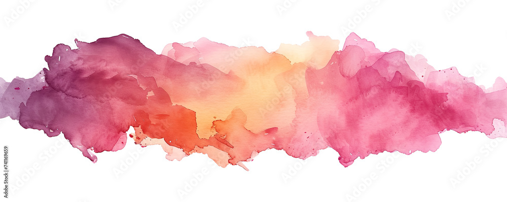 Watercolor painting of abstract watercolor splash blending warm shades, isolated on a transparent background