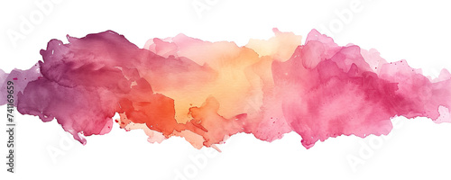 Watercolor painting of abstract watercolor splash blending warm shades, isolated on a transparent background