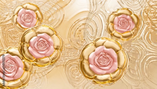 Pink and Gold rose flowers background