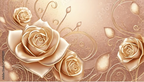 Pink and Gold rose flowers background