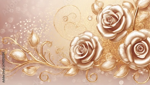 Pink and Gold rose flowers background