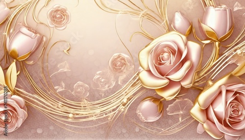 Pink and Gold rose flowers background
