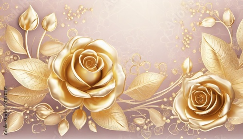 Pink and Gold rose flowers background