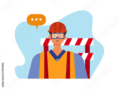 Male construction engineer.. Builder vector illustration.