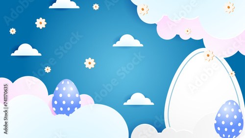 Colorful colourful vector happy easter day in paper style with egg and flower