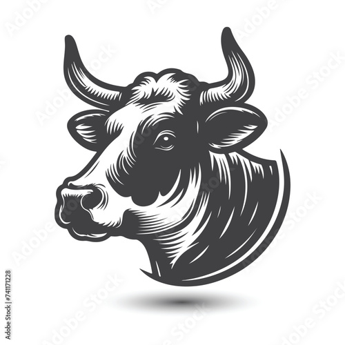 Cow and bull head icon. abstract cows head