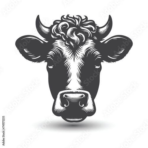 Cow and bull head icon. abstract cows head