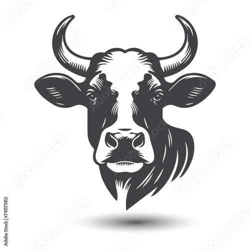 Cow and bull head icon. abstract cows head
