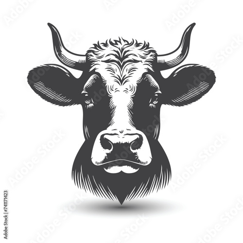 Cow and bull head icon. abstract cows head