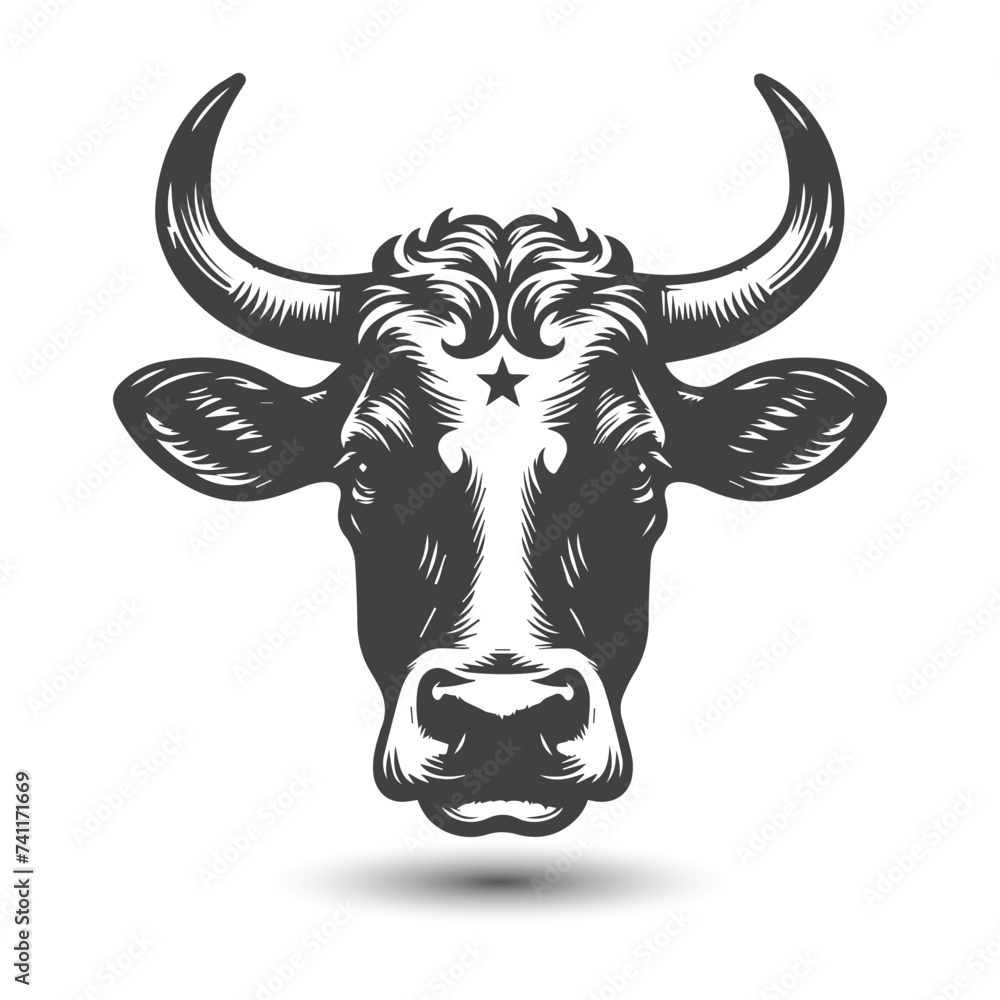 Naklejka premium Cow and bull head icon. abstract cows head