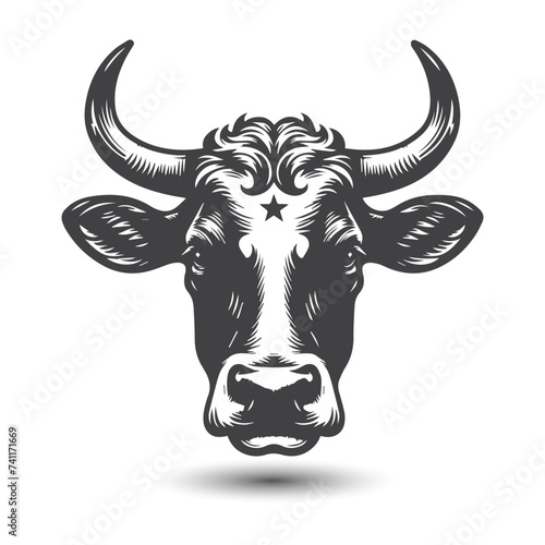 Cow and bull head icon. abstract cows head