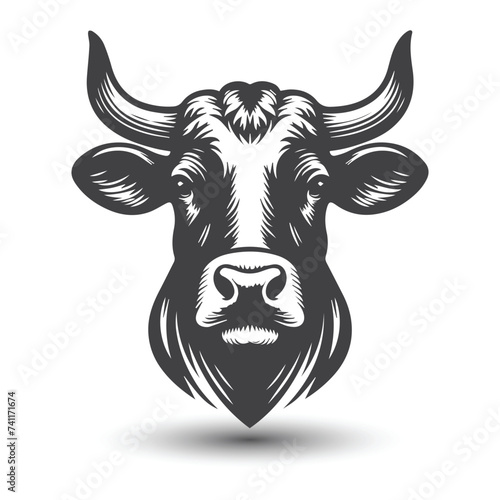 Cow and bull head icon. abstract cows head