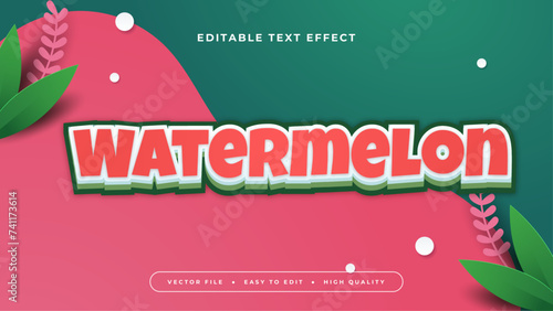 Green red and white watermelon 3d editable text effect - font style