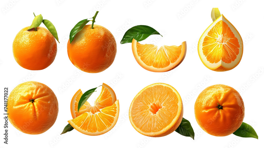 bunch of oranges isolated on transparent white background