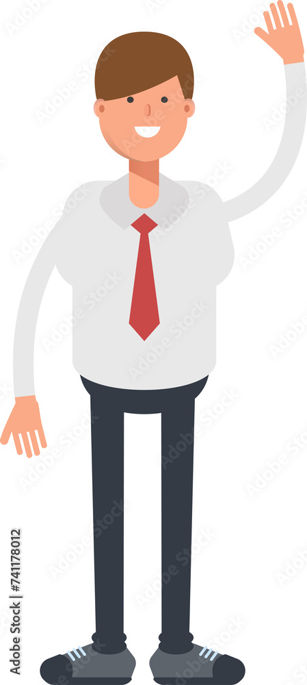 Businessman Character Raising Hand Illustration
