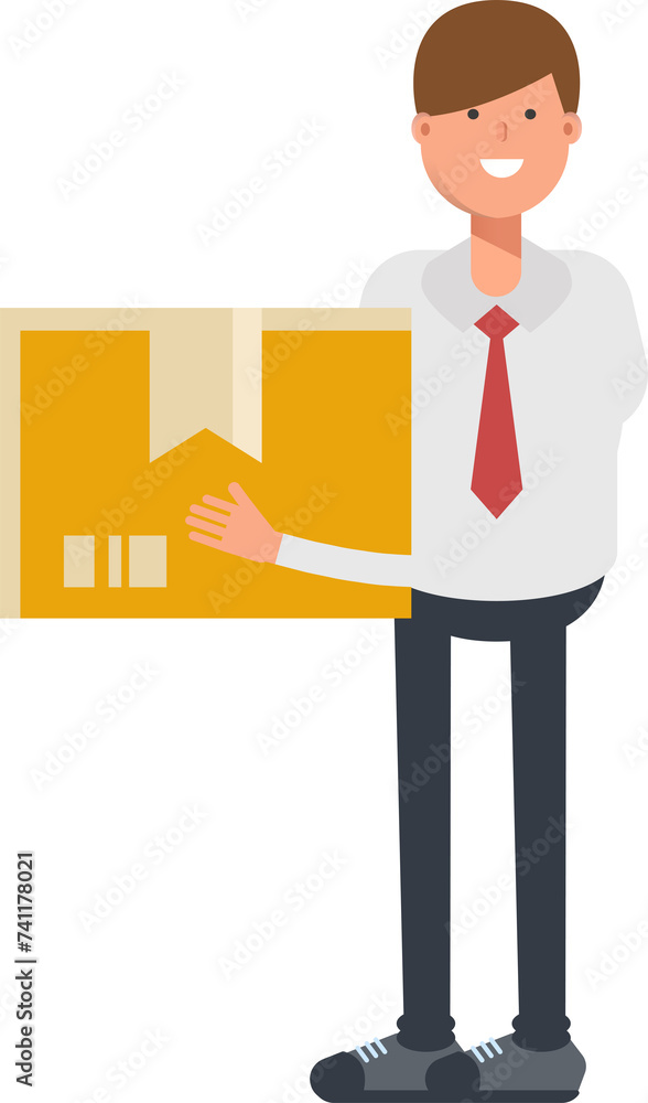 Obraz premium Businessman Character Holding Box 