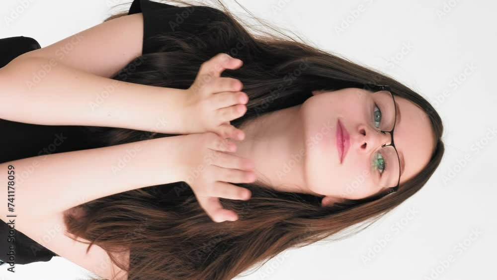 Vertical love gesture woman heart blowing air kiss Vertical love gesture woman heart blowing air kiss
