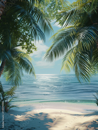 Palm tree on the sea beach © Black Pig