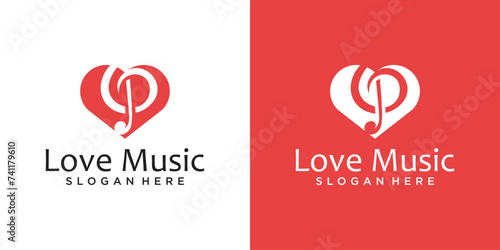 music love design template, Love Logo Design, Wave Music Logo, Dj Logo Design, Love Music vector logo design, music lover logo