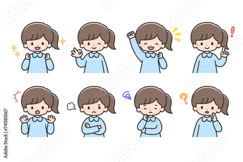 いろいろな表情の女の子セット　上半身