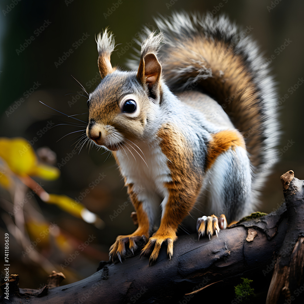 Obraz premium Gray Squirrel on Tree Branch