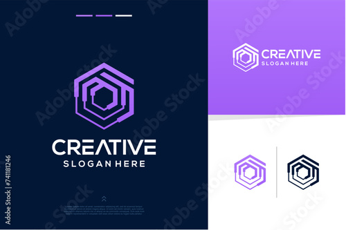 Abstract digital connection technology logo design inspiration
