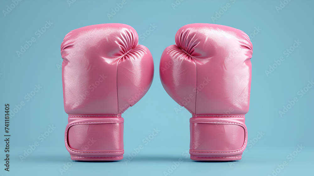 pair of pink female boxing gloves for gym, generative ai