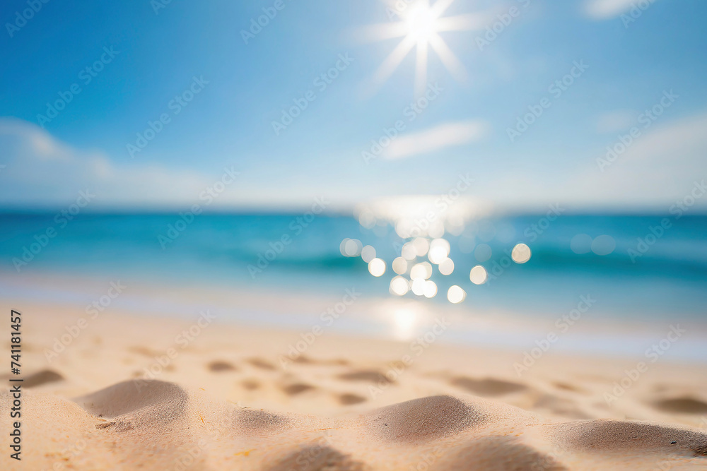 Sand and defocused bokeh and blur background of Sea, summer vacation, travel Sand and defocused bokeh and blur background of Sea, summer vacation, travel