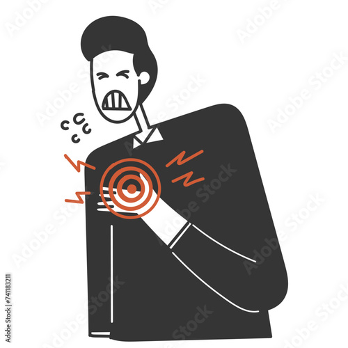 hand drawn doodle chest pain illustration vector