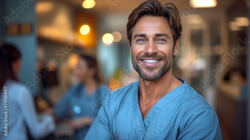 Charming Male Nurse with Welcoming Smile photo