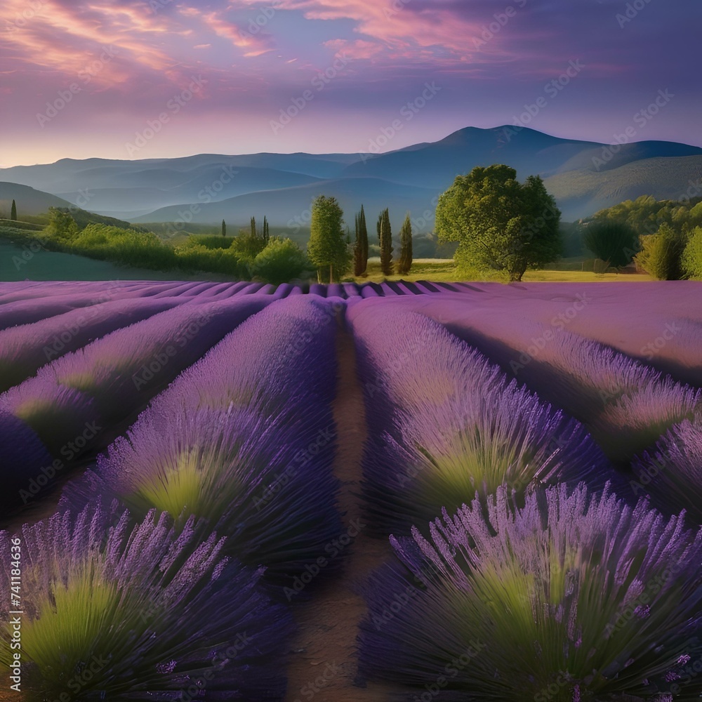 A field of lavender in full bloom, with the sweet scent of flowers wafting through the air2 A field of lavender in full bloom, with the sweet scent of flowers wafting through the air2