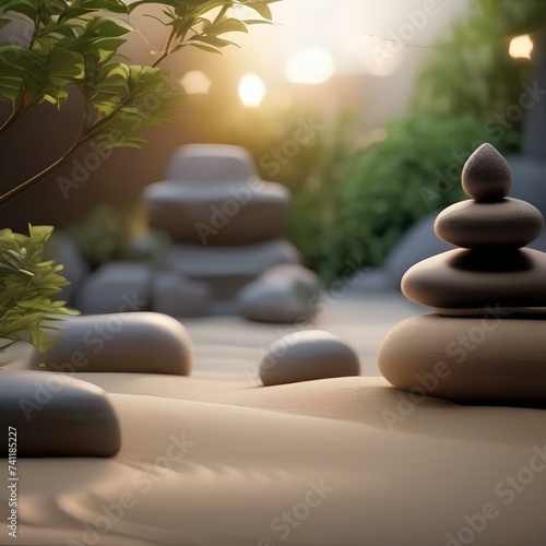 A tranquil zen garden with raked sand and carefully placed rocks5