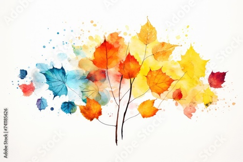 Autumn tree branches with bright colorful leaves