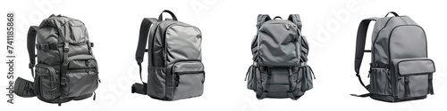 grey sports backpack Hyperrealistic Highly Detailed Isolated On Transparent Background Png File