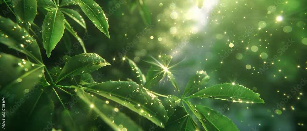 Gleaming Neem Radiance: Witness the shine and glitter of neem leaves, shimmering in the light.