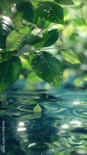 Liquid Neem Tranquility: Immerse yourself in the tranquil beauty of fresh neem leaves in fluid motion.