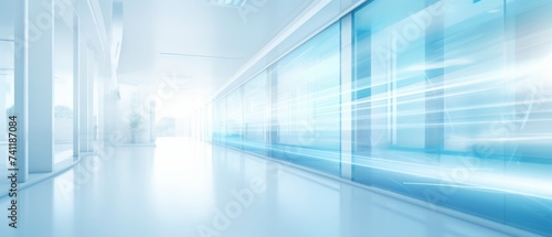 Abstract interior of a hospital or clinic: a luxury hospital corridor. Blur clinic interior background Healthcare and medical concepts