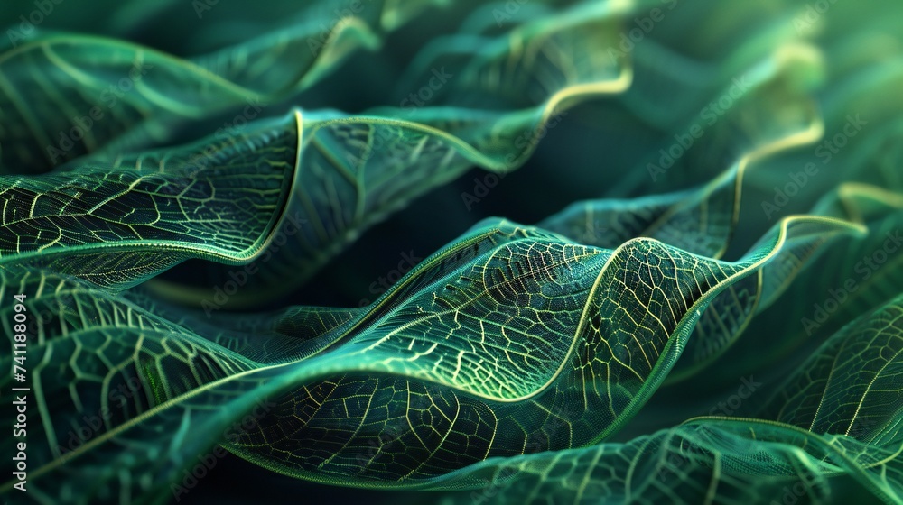 Neem Leaf Elegance: Macro view reveals the graceful wavy contours of neem leaves, soothing in their fluid form.