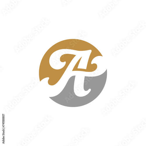Letter a logo negative space gold grey color run 