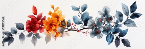 Colorful flower on a monochrome background. Vibrant petals bloom from a delicate annual plant, contrasting beautifully against a tranquil backdrop