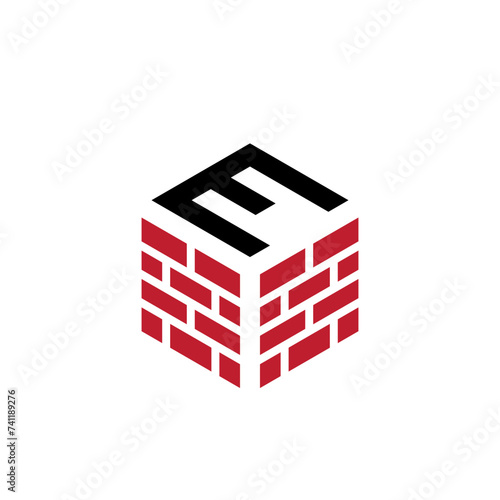 initial letter e hexagon brick logo vector