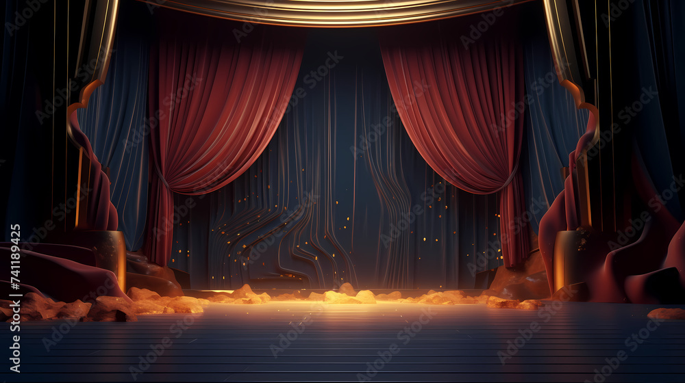 Fototapeta premium Background copy space curtains illustration