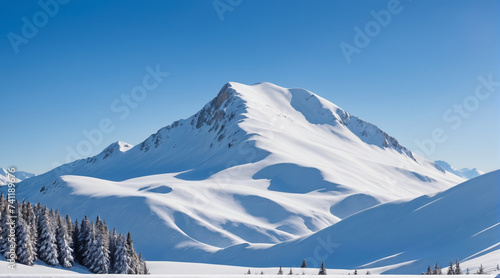 The view of the mountains covered in snow looks very beautiful with the bright blue sky. Mountain wallpapers © Eunoya